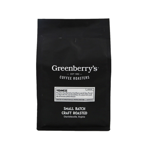 Greenberry’s Whole Beans Coffee Viennese – small-batch, hand-roasted craft coffee from the heart of the Blue Ridge Mountains of Charlottesville, VA. Central Virginia’s oldest continuously running coffee roaster, since 1992.