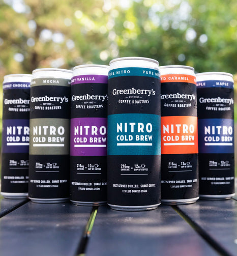 Greenberry’s Coffee Nitro Cold Brew Lineup – small-batch, hand-roasted craft coffee from the heart of the Blue Ridge Mountains of Charlottesville, VA. Central Virginia’s oldest continuously running coffee roaster, since 1992.