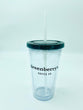 Greenberrys coffee roasters clear plastic cup with straw